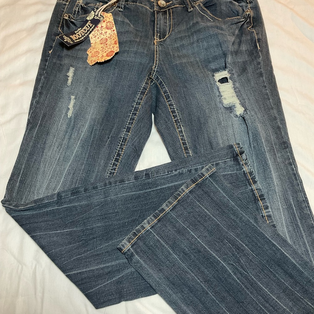 Amethyst Jeans Blue Boot Cut Distressed Denim